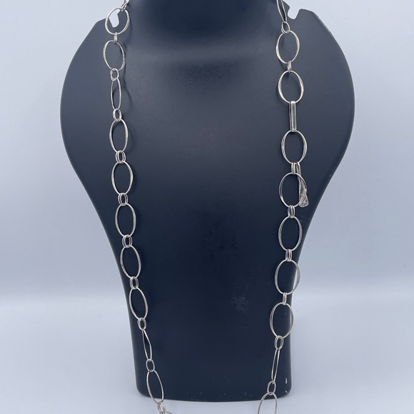 Robert Lee Morris 925 Sterling Silver Oval Link Hammered Necklace Minimalist